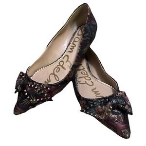 SAM EDELMAN RAISA FLORAL STUDDED FLATS WOMENS Size 8